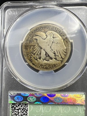 1917 D 50c Walking Liberty Silver Half Dollar Coin CAC G Details