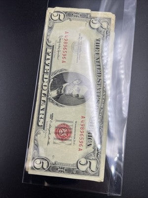 Lot of 3 Very Circulated 1963 $5 USN United States Notes One Damaged #596