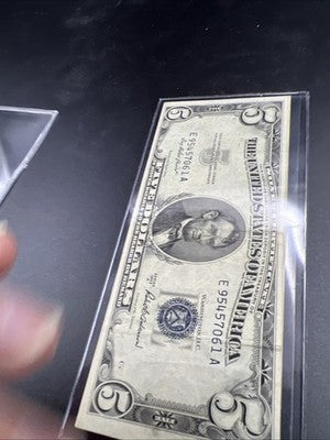 2 Note Lot 1957 1953 $1 & $5 Silver Certificates VG / F conditions #253