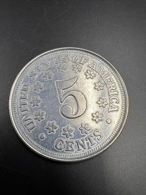 Large 3 Inch Novelty Pewter Coin/Coaster/Paperweight 1877 Shield Nickel