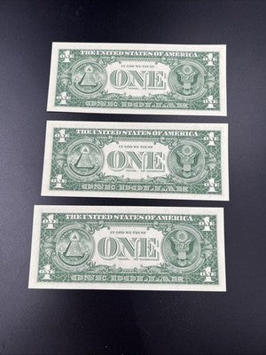 3 Consecutive 1963 B $1 Barr FRN Federal Reserve Notes One Dollar Bills UNC #266