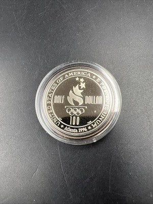 1996 Atlanta Olympics Swimmer 50c Commemorative Copper Nickel Half Dollar Proof