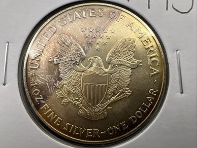 1995 1 Oz American Silver Eagle Coin Gem BU UNC Neat Toning Toner