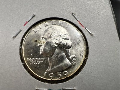 1959 25c Washington 90% Silver Coin Neat Toning Reverse BU UNC