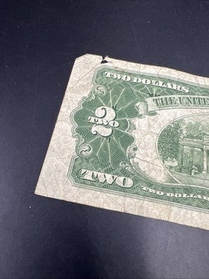 1928 G $2 Two Dollar Legal Tender United States Red Seal Note Very Circ #366