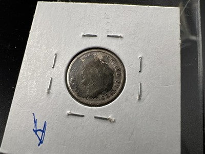 Monogram Love Token on 1908 10c Barber Dime Very Circ Damage Obverse