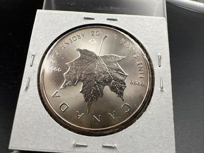 2022 Canada 1 Oz Silver Maple Leaf Neat Blue Toning Toner OBV GEM BU