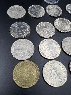 Lot of 20 $1 Casino Dollar Gaming Tokens Metal Circulated Conditions SKU#7550