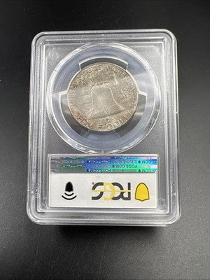 1958 P 50c Franklin Silver Half Dollar Coin PCGS MS64 CH BU Reverse Toner #77