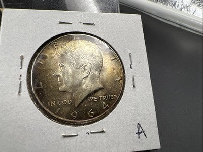 1964 50c Kennedy Silver Half Dollar Coin PQ Amber Toning Obverse CH AU SK#1a