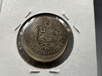 1880 Peru Pesata Off Center Error Coin VF Very Fine