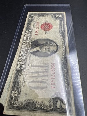 Lot of 2 1928 F $2 USN United States Note Red Seal Bills VG Circ #140