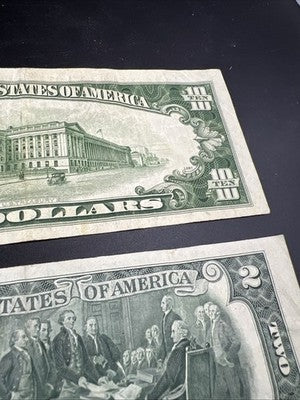 FRN Collector's Lot 1950 $10 Fine & 1976 $2 VF Federal Resereve Notes #453