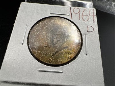 1964 D 50c Kennedy 90% Silver Half Dollar Coin BU NC Nice Toning Obverse SK#2b