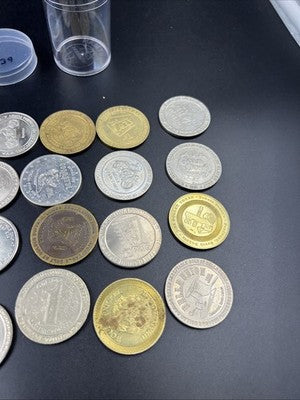 Lot of 20 $1 Casino Dollar Gaming Tokens Metal Circulated Conditions SKU#7539