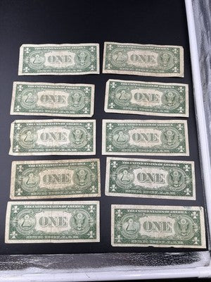Lot of 10 1935 $1 Dollar Silver Certificate Blue Seal Notes Circulated #81