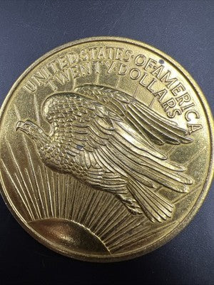 Large 3 Inch Novelty Pewter Coin/Coaster/Paperweight St Gaudens Eagle Coin