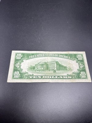 1934 A $10 FRN Ten Dollar Federal Reserve Note New York District Fine Circ #50