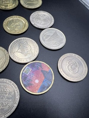 Lot of 20 $1 Casino Dollar Gaming Tokens Metal Circulated Conditions SKU#7524