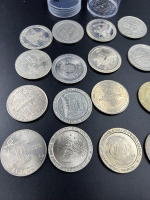 Lot of 20 $1 Casino Dollar Gaming Tokens Metal Circulated Conditions SKU#7529