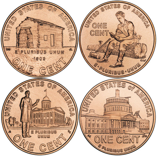 2009 P 1C Lincoln Commemorative Cent Penny 4 Coin Set