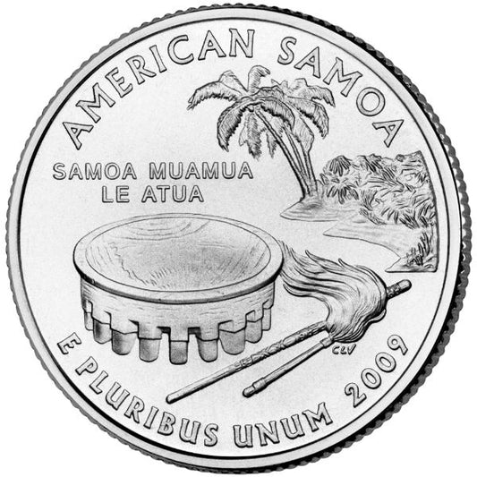 2009 P 25C American Samoa Territory Territories ATB Clad Quarter Single Coin