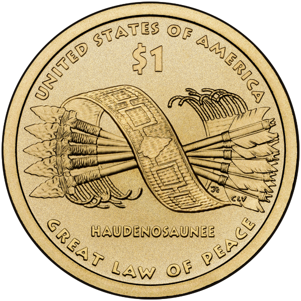 2010 S $1 Native American (Great Law) Proof Brass "Golden" Dollar Coin