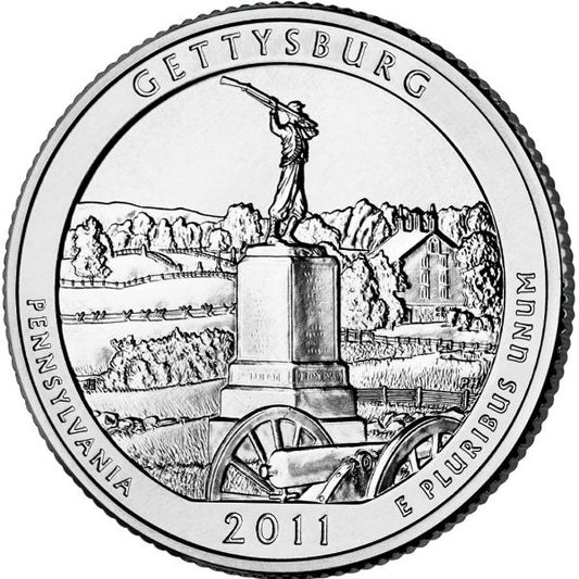2011 P Gettysburg National Military Park (Pennsylvania) ATB 25c Quarter America The Beautiful Single Coin