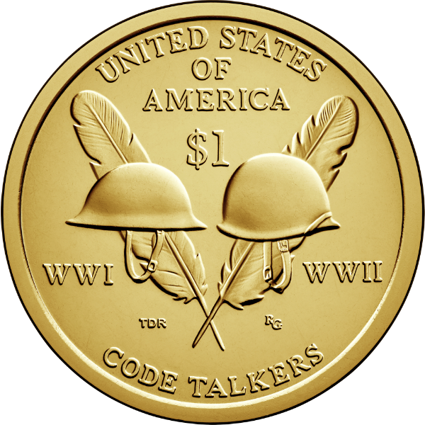 2016 S $1 Native American (Code Talkers) Proof Brass "Golden" Dollar Coin