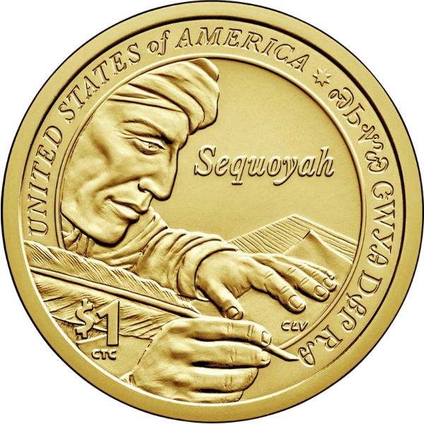 2017 S $1 Native American (Sequoyah) Golden Dollar Single Coin