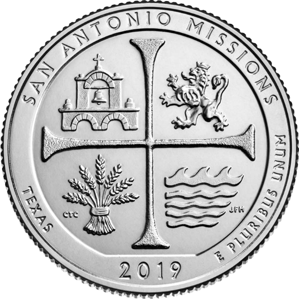 2019 D San Antonio Missions National Historical Park (Texas) 40-Coin Roll ATB America The Beautiful Coin BU