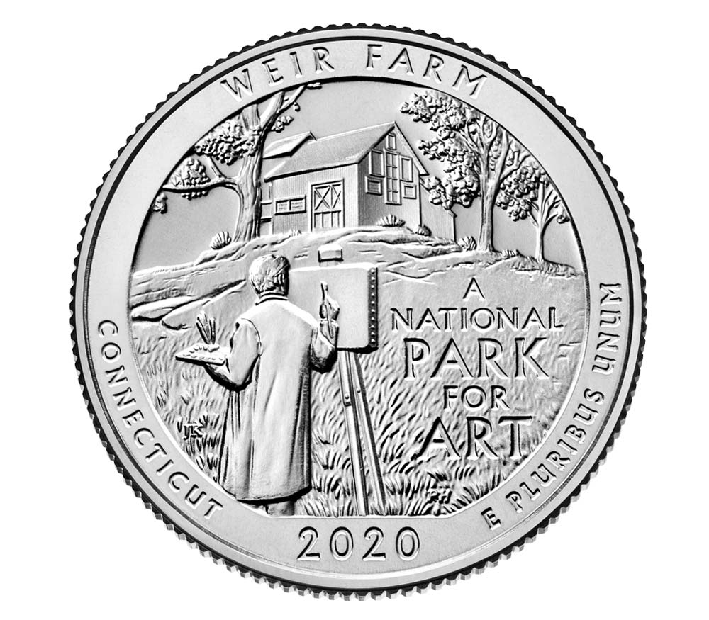 2020 P Weir Farm National Historic 40-Coin Roll ATB America The Beautiful Coin BU