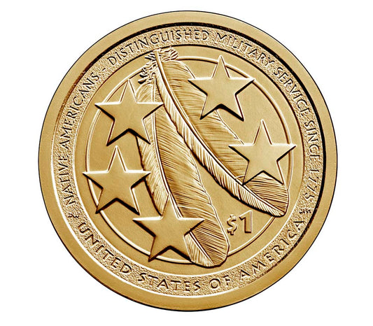 2021 P $1 Native American Single Golden Dollar Coin Distinguished Military Service since 1775