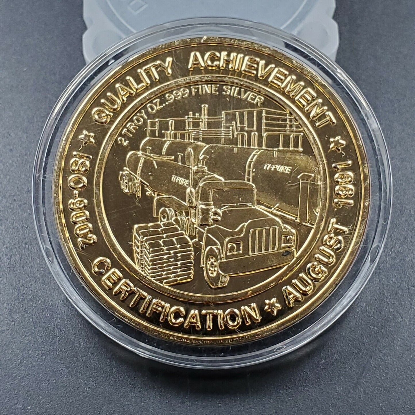 1991 2 OZ .999 SILVER DUPONT PRODUCTION ACHIEVEMENT MEDAL NEW JOHNSONVILLE TN