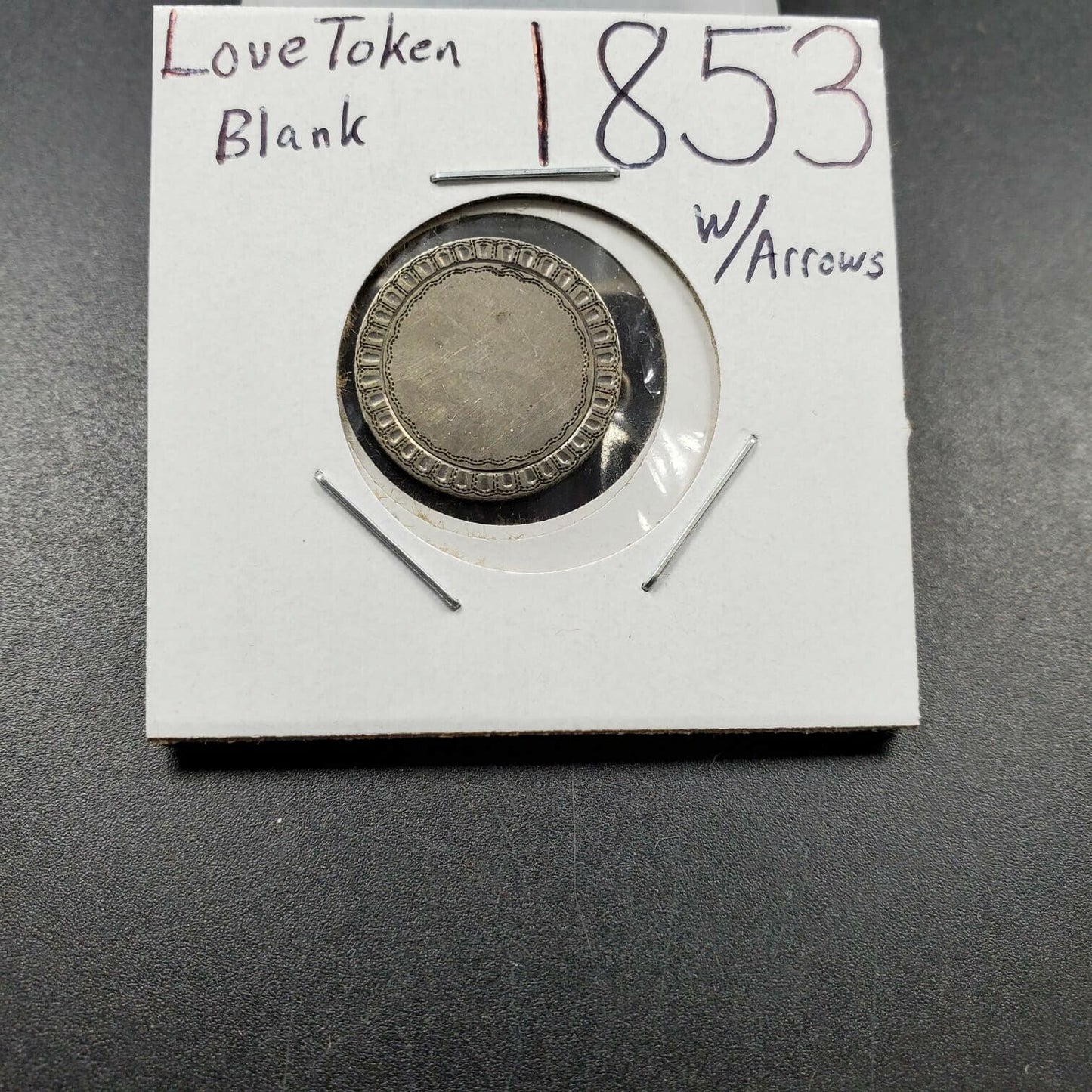 1853 Seated Liberty Dime Engraved Love Token Pendant BLANK VICTORIAN DESIGN