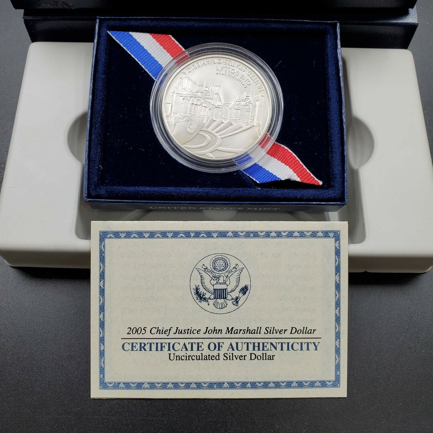 2005 $1 JOHN MARSHALL $1 SILVER Commemorative Dollar Coin OGP BOX BU BUSINESS