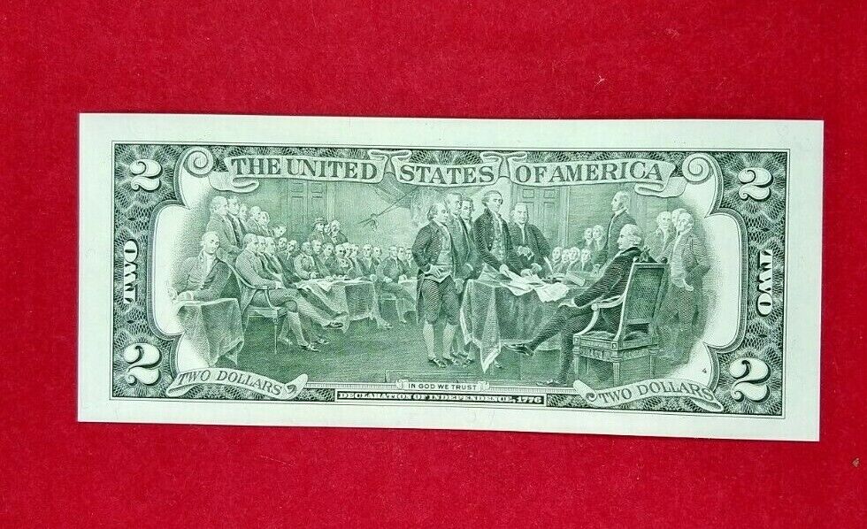 1995 $2 FRN Federal Reserve NOTE Green Seal BICENTENNIAL CHOICE UNC US BILL