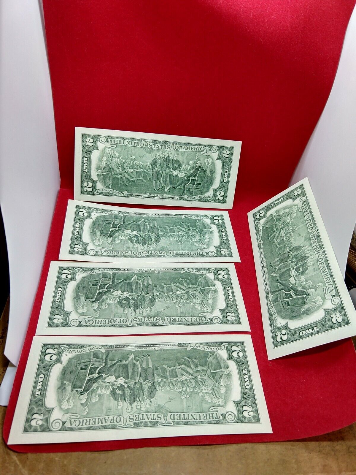 5 CONSECUTIVE 2009 $2 FRN FEDERAL RESERVE NOTE CH UNC DOUBLE REPEAT SERIAL #S 2