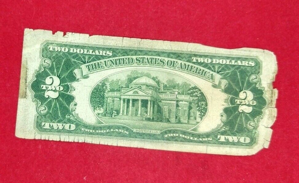 1928 G $2 Legal Tender Note Bill Red Seal US LEGAL TENDER DOUBLE REPEAT SERIAL #