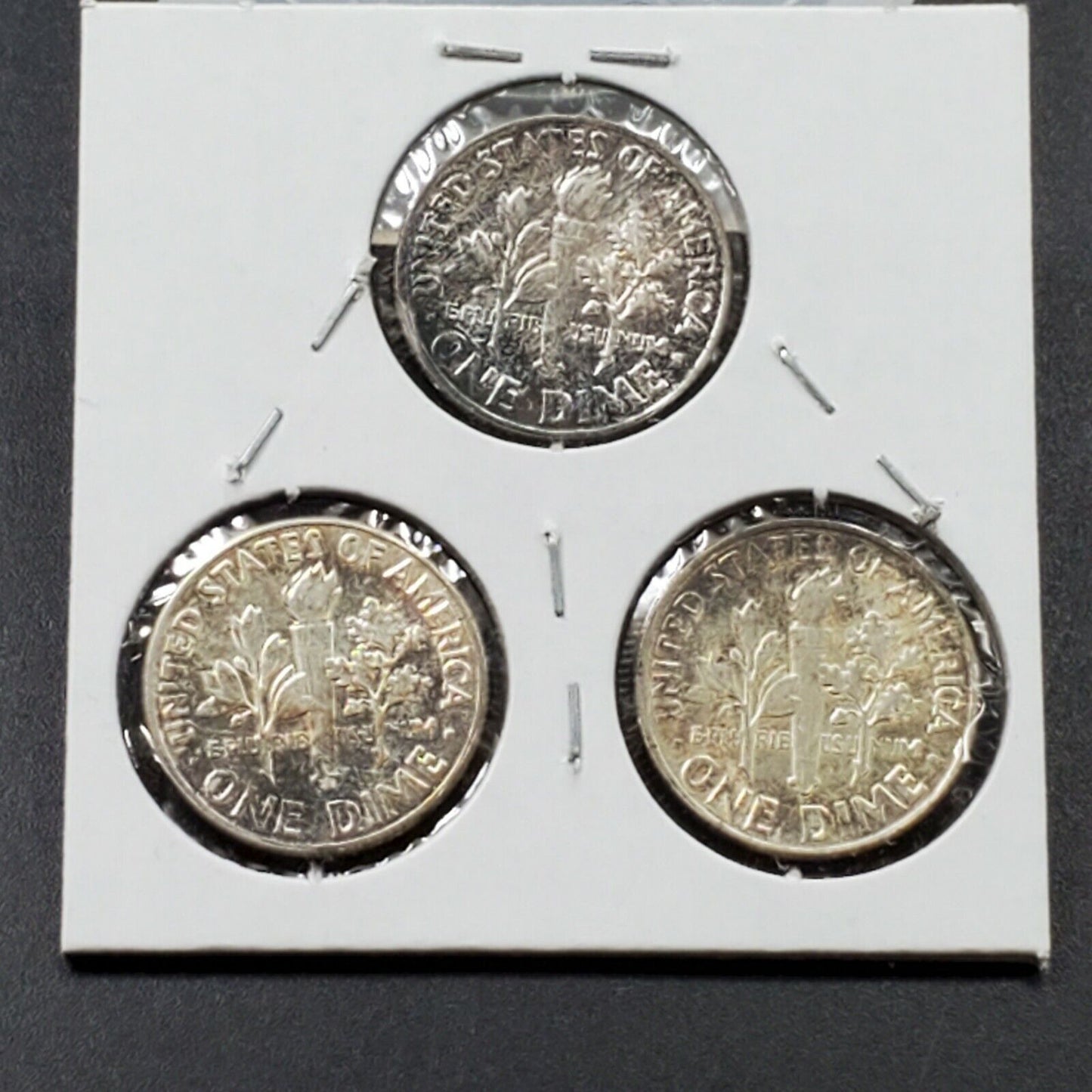 LOT OF 3 NEAT TONER SILVER US 90% ROOSEVELT DIME COINS ESTATE MONEY LOT 🌟⭐✨