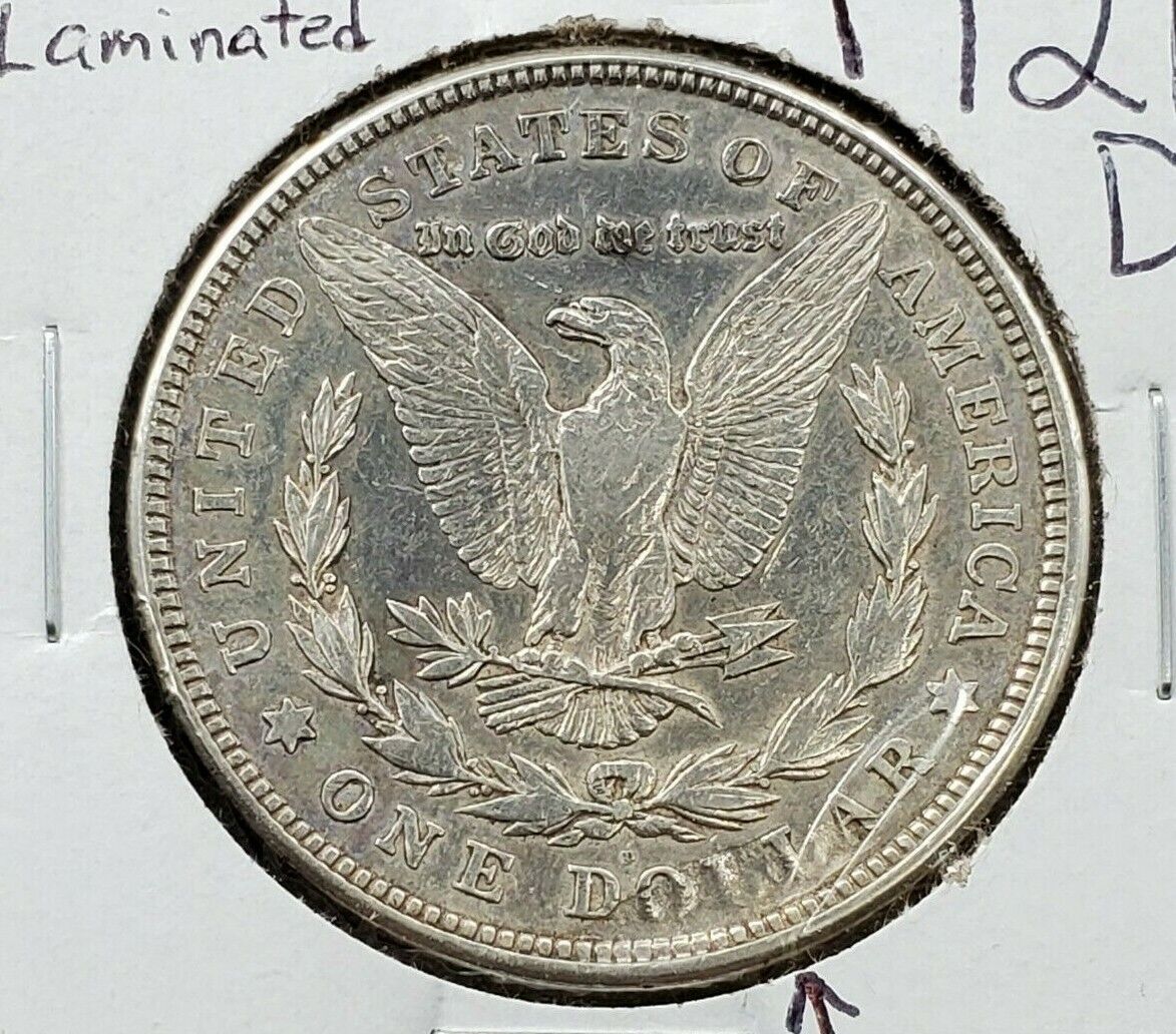 1921 D $1 Morgan Silver Dollar Coin XF CIRCULATED Struck Thru Reverse