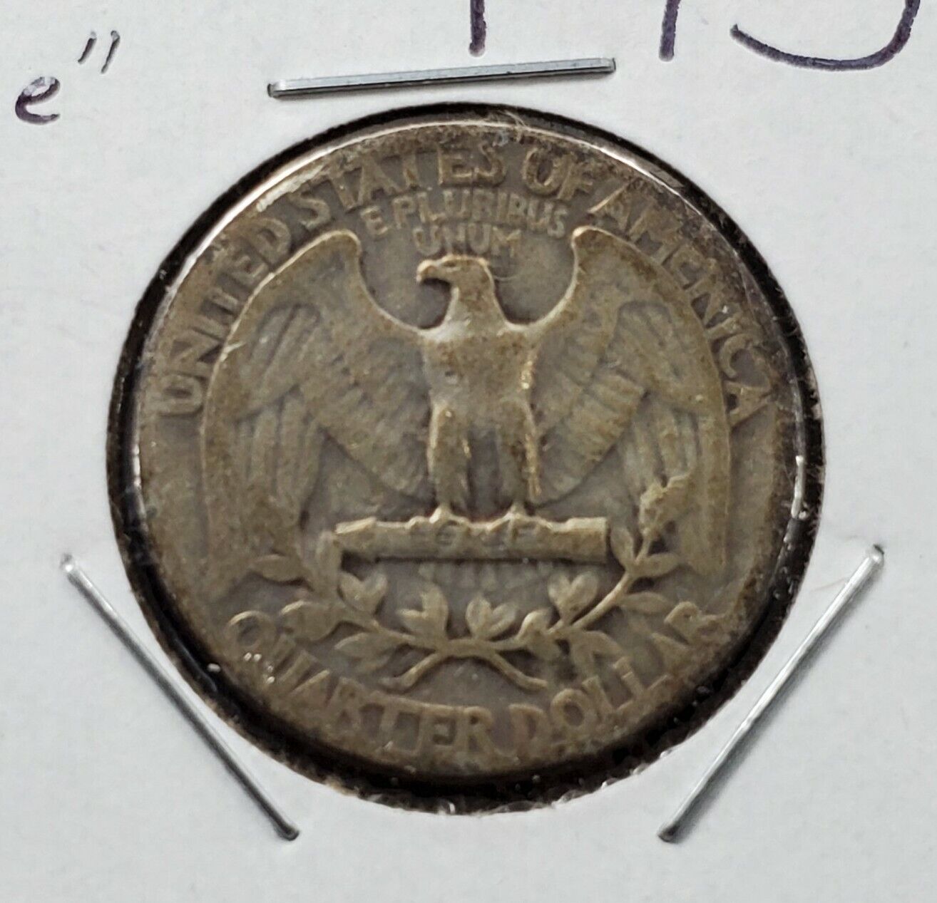 1934 25C Washington Quarter Silver Coin Circulated " Long haired eagle "