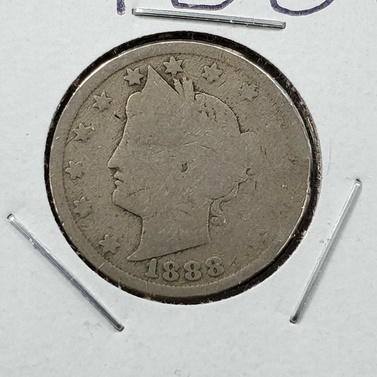 1888 Liberty Head V Nickel Choice AG ABOUT GOOD Circulated SEMI KEY DATE