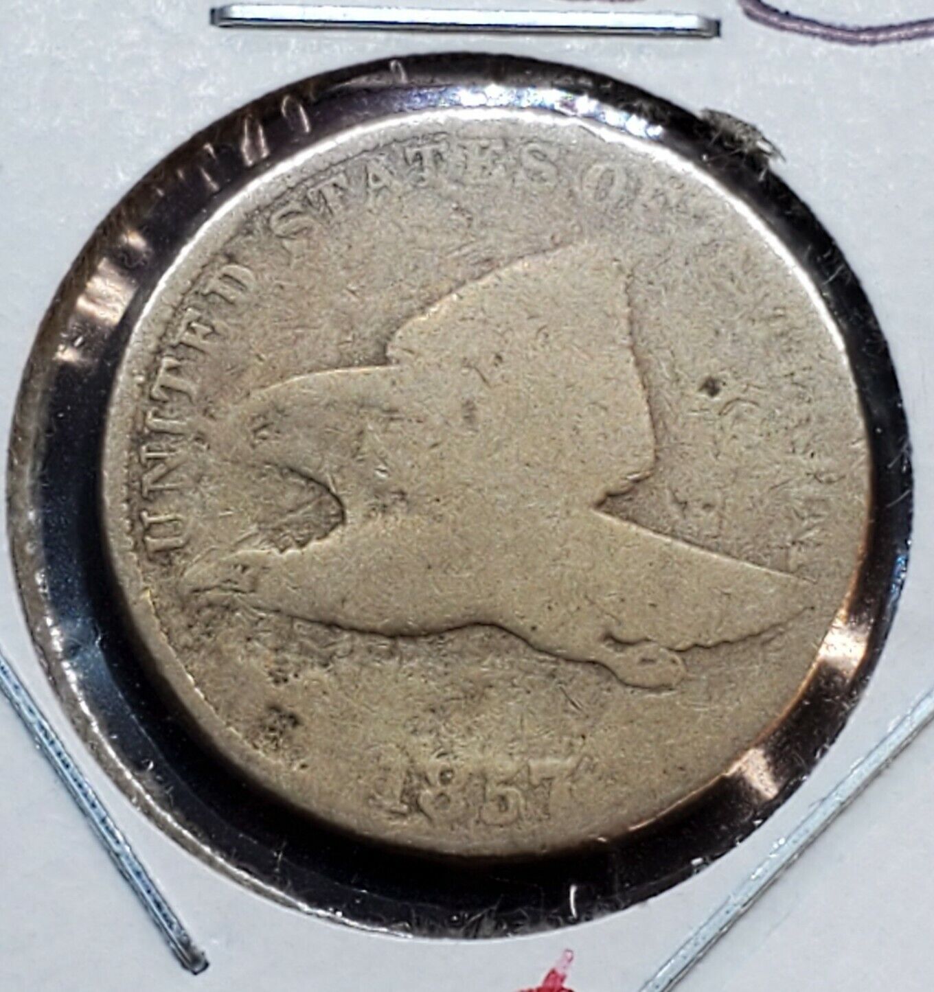 1857 Flying Eagle Cent Penny Coin Acid Restored Worn Condition Pre Civil War Era