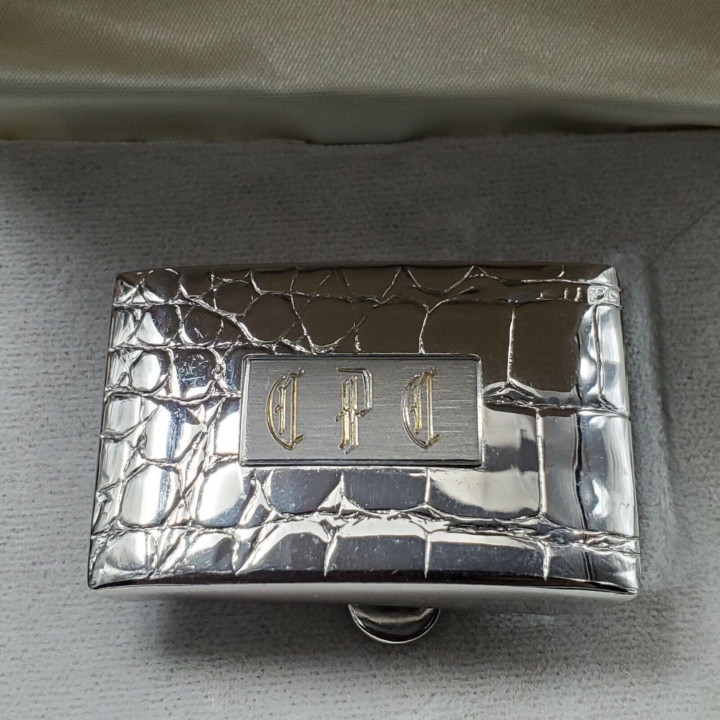 Vintage Anson silver tone belt buckle CPC LOVE TOKEN ENGRAVED IN ORIGINAL BOX
