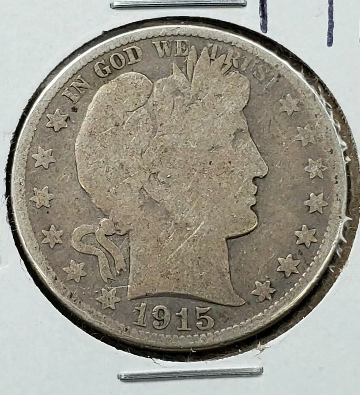 1915 D Barber Silver Half Dollar 50c Coin CH G GOOD / VG VERY GOOD CIRCULATED