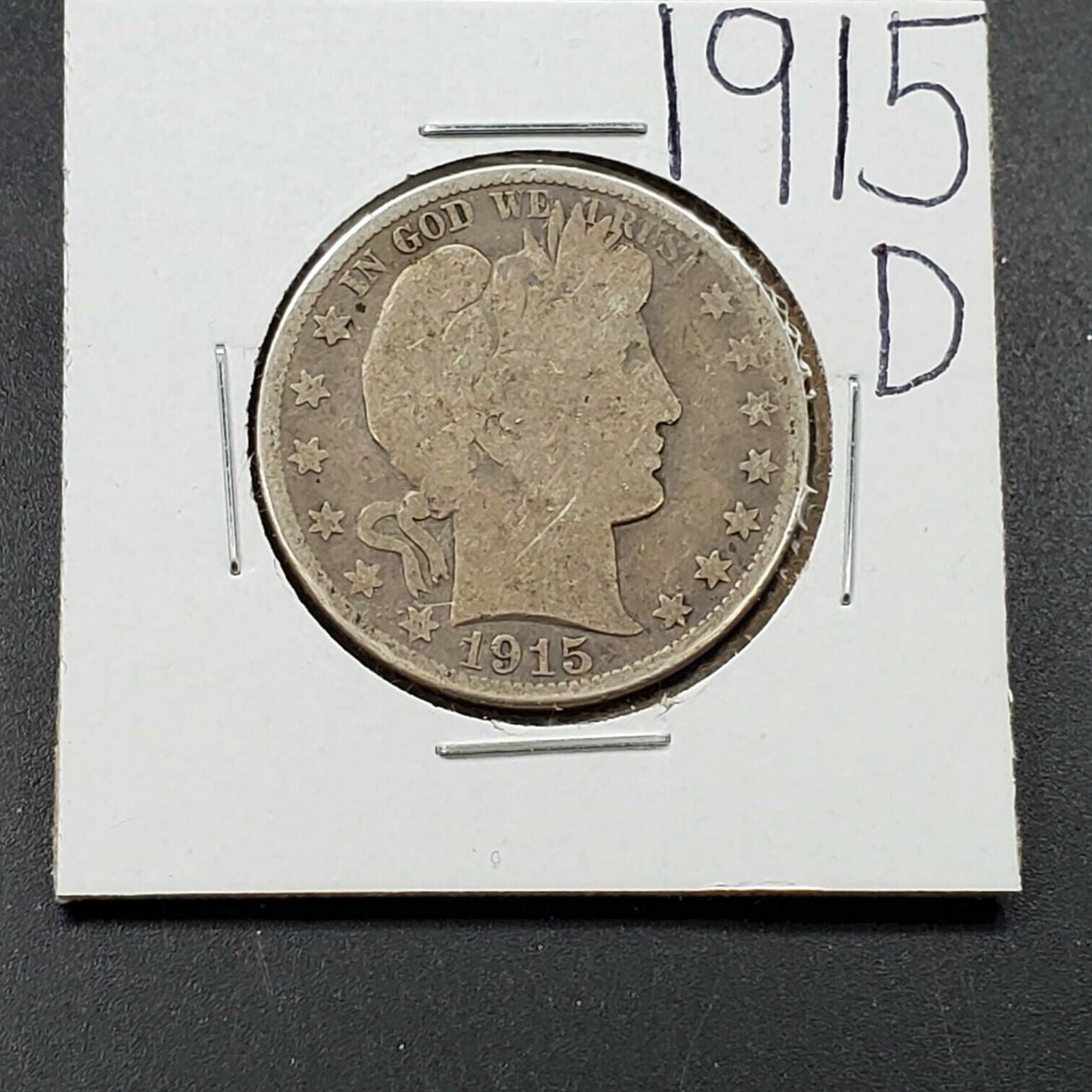 1915 D Barber Silver Half Dollar 50c Coin CH G GOOD / VG VERY GOOD CIRCULATED