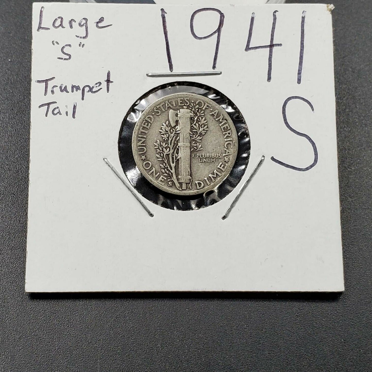 1941 S Mercury Dime Silver Coin Large S Trumpet Tail Variety Circulated 2