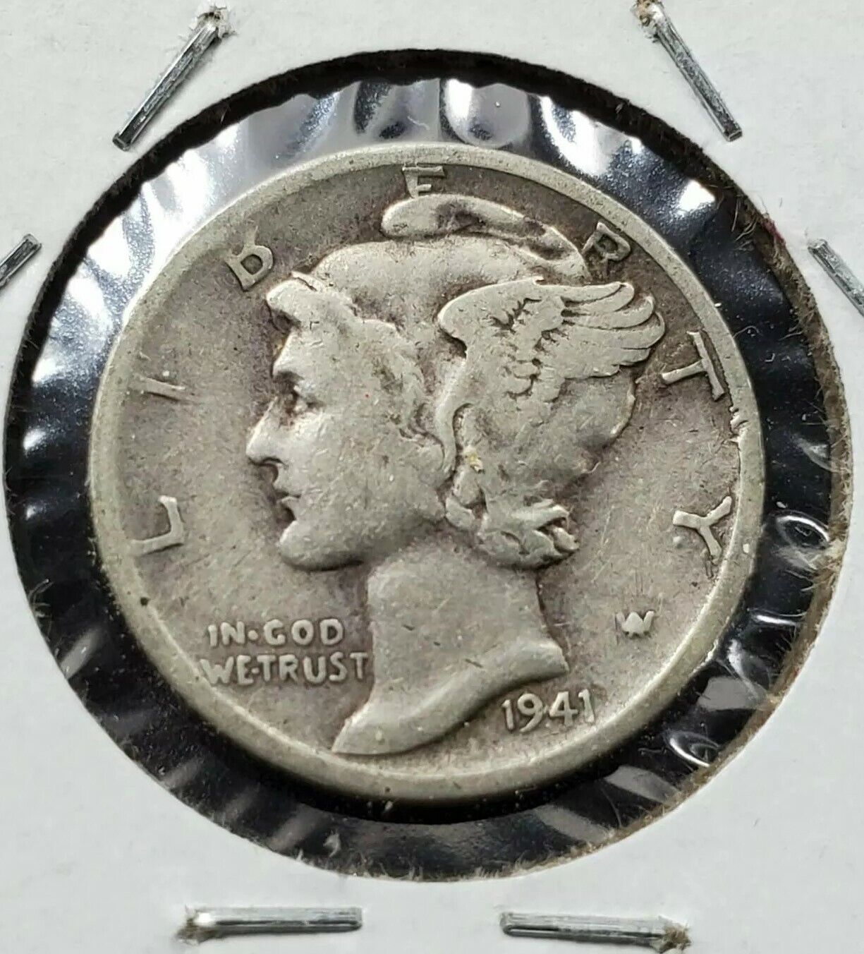 1941 S Mercury Dime Silver Coin Large S Trumpet Tail Variety Circulated 2