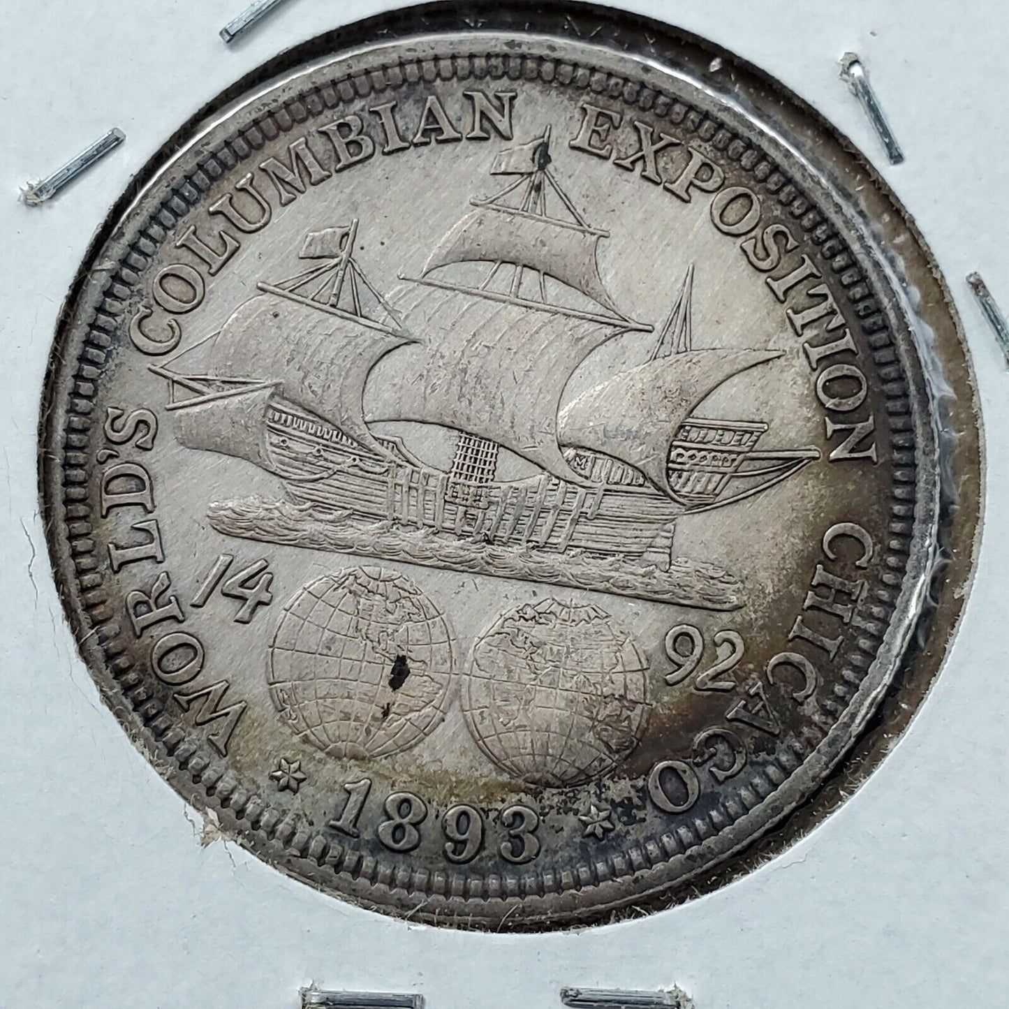 1893 US Christopher Columbian SILVER Half Dollar Commemorative CHOICE AU / UNC